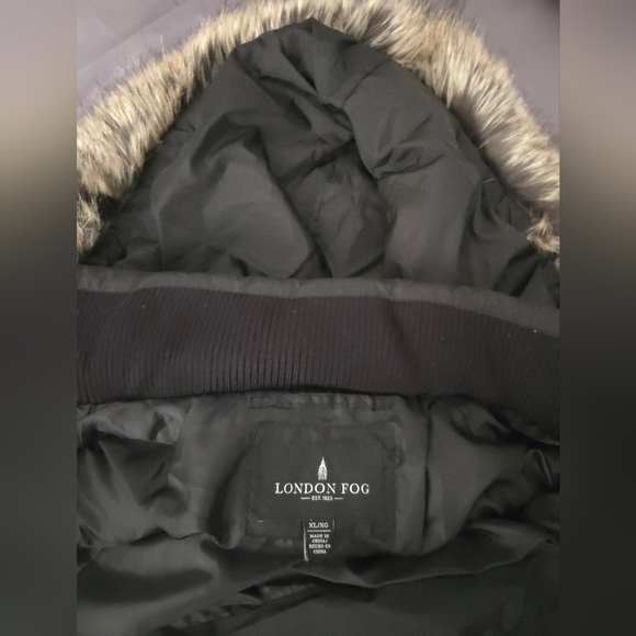 London Fog Puffer Coat with Faux Fur Trim - Picture 14 of 14